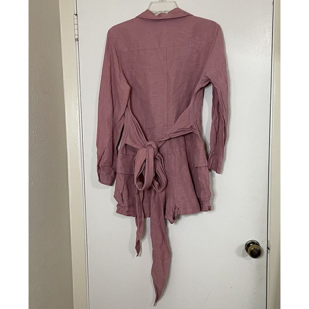 NWOT REVOLVE L'Academie Eden pink Tie waist linen romper size US small - Picture 4 of 8